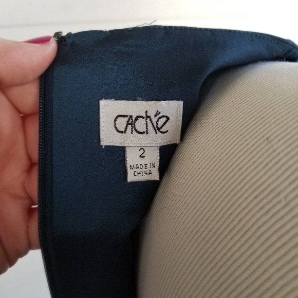 Caché Navy Blue Sheath Cocktail Party Dress - Picture 5 of 8